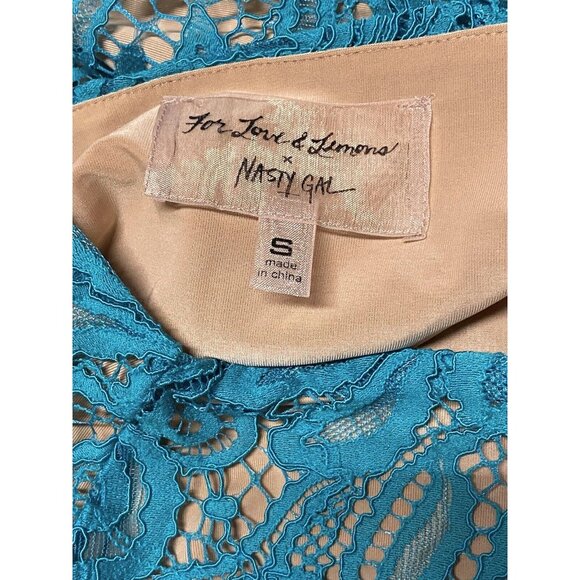 For Love & Lemons x Nasty Gal Sz S Wild Flower Embroidered Mesh Sheer Skirt Set - Picture 5 of 7